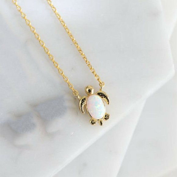NWOT Gold Triplet Opal Turtle Necklace - Picture 12 of 15